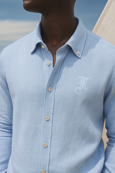 SKY BLUE LINEN CO-RD SET Humayun Alamgir