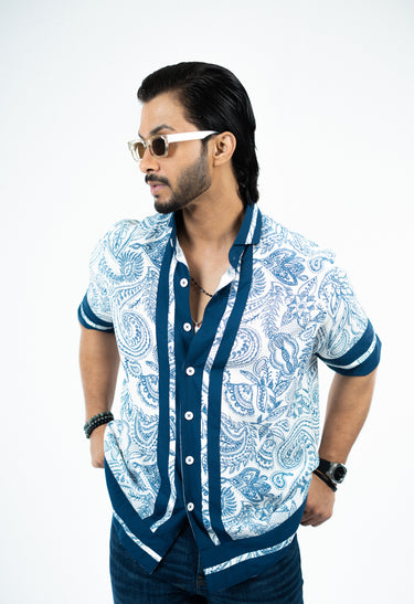 WHITE & BLUE PRINTED SHIRT