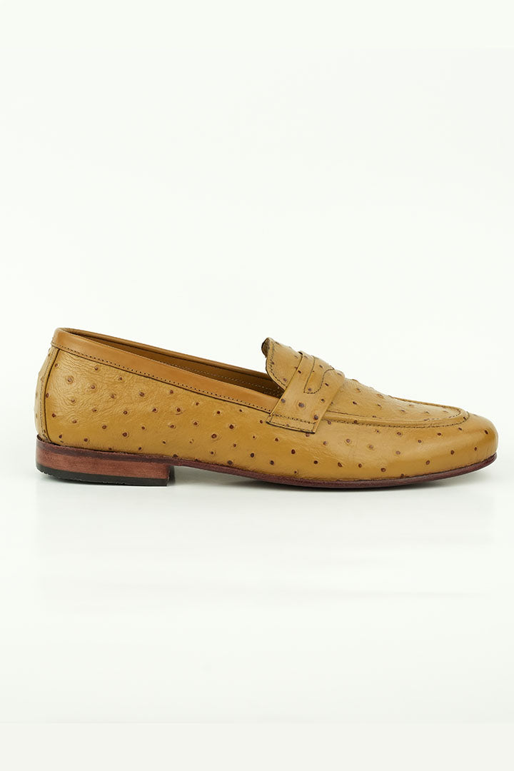 MUSTARD TAN OSTRICH LEATHER Shoes humyaunalamgir