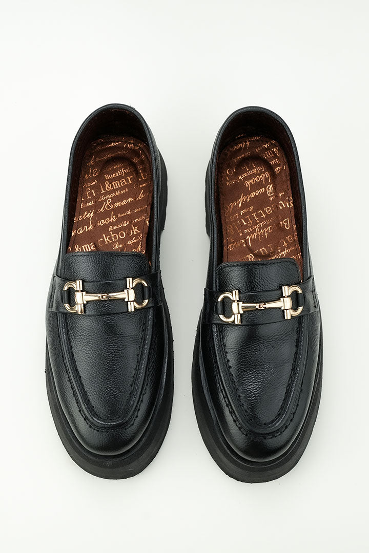 BLACK FLARE HIGH SOLE MOCASSINS Shoes humyaunalamgir