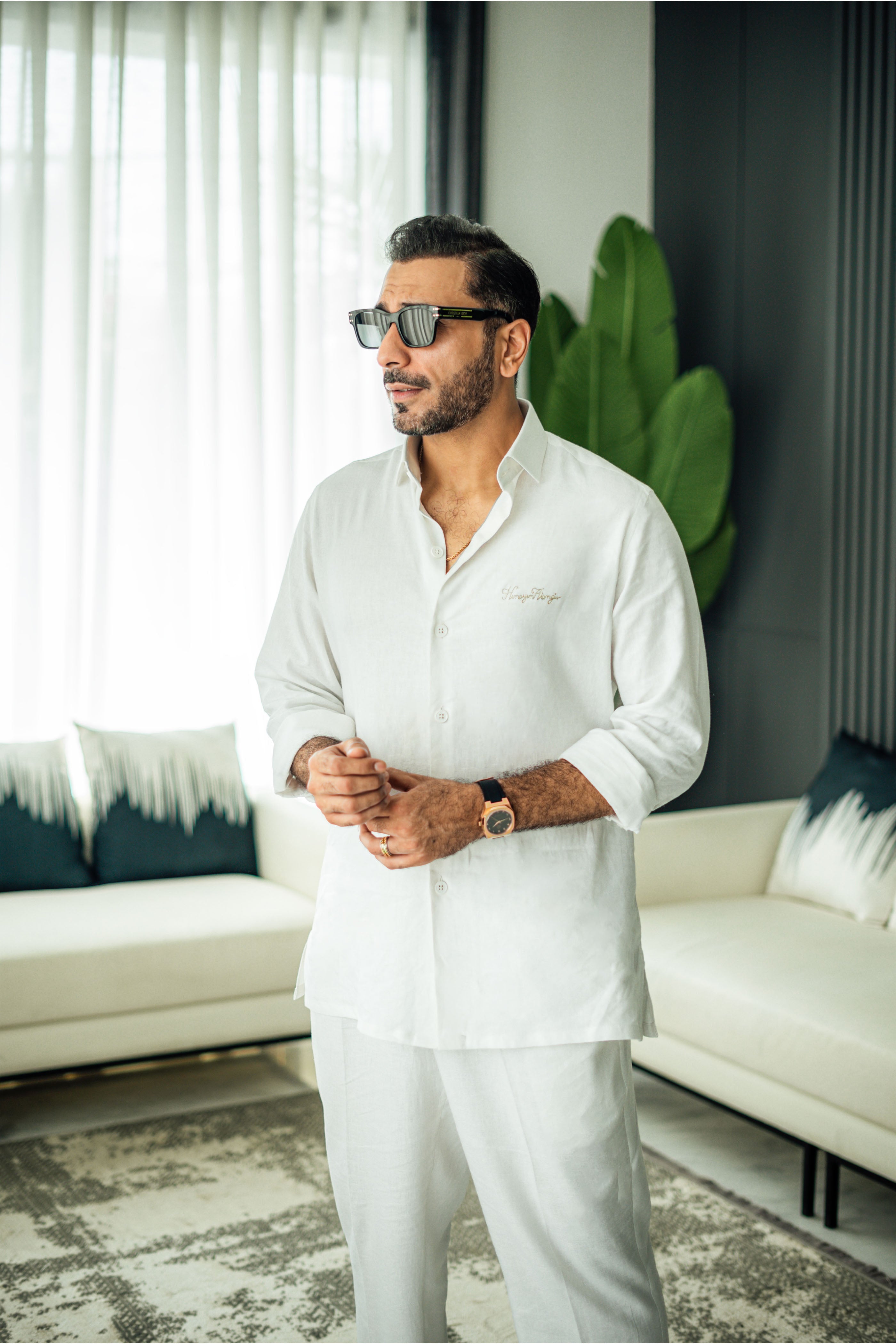 White Linen Co-rd Set Casual Humayun Alamgir