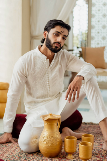 "AKSHAR" White Kurta Pajama Humayun Alamgir