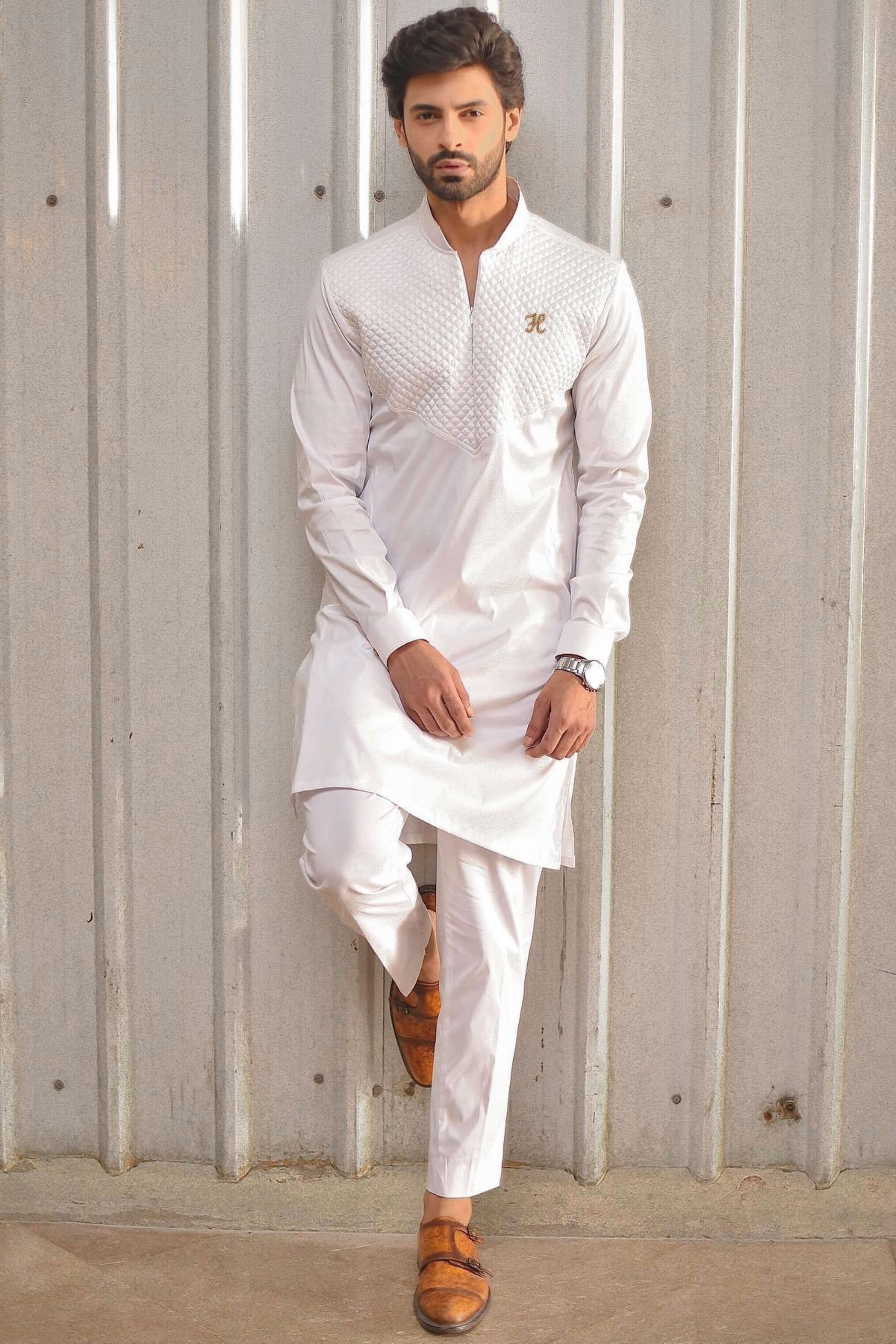WHITE FOAM KURTA PAJAMA Humayun Alamgir