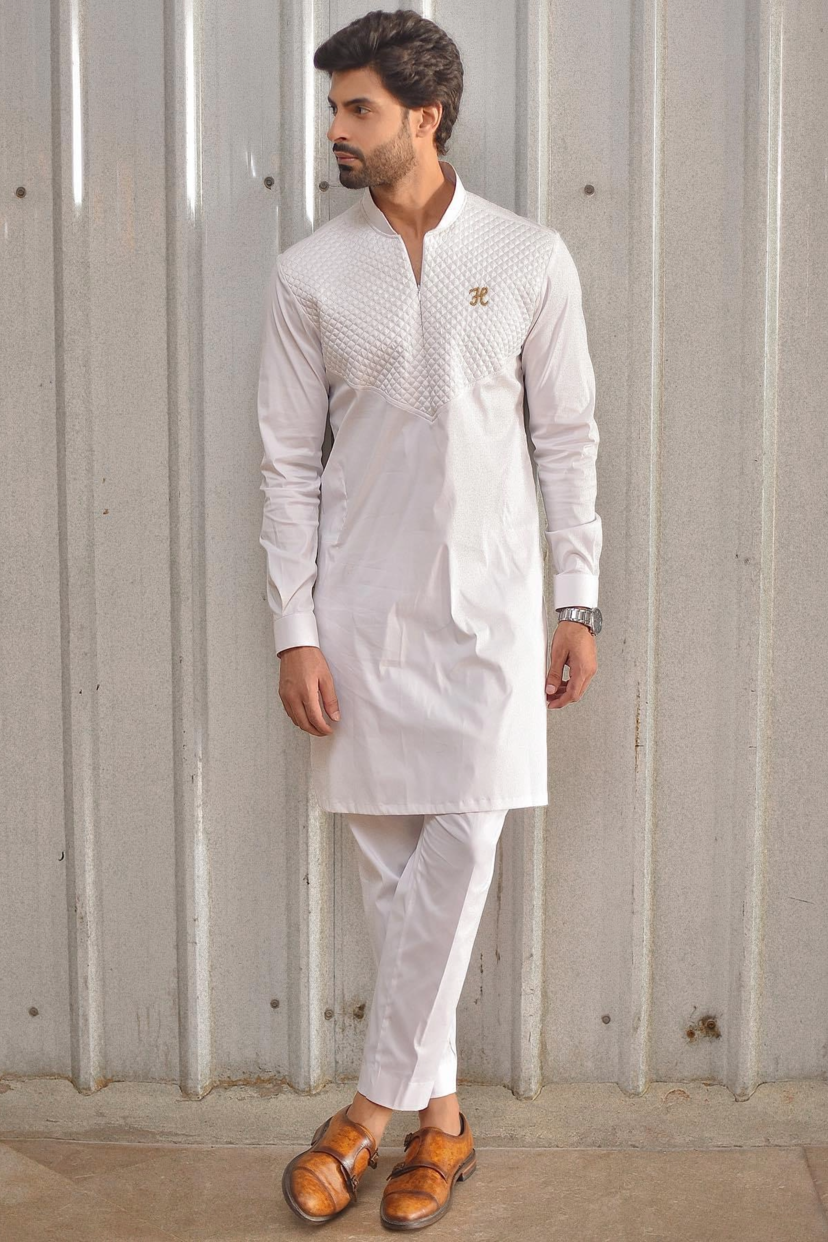 WHITE FOAM KURTA PAJAMA Humayun Alamgir