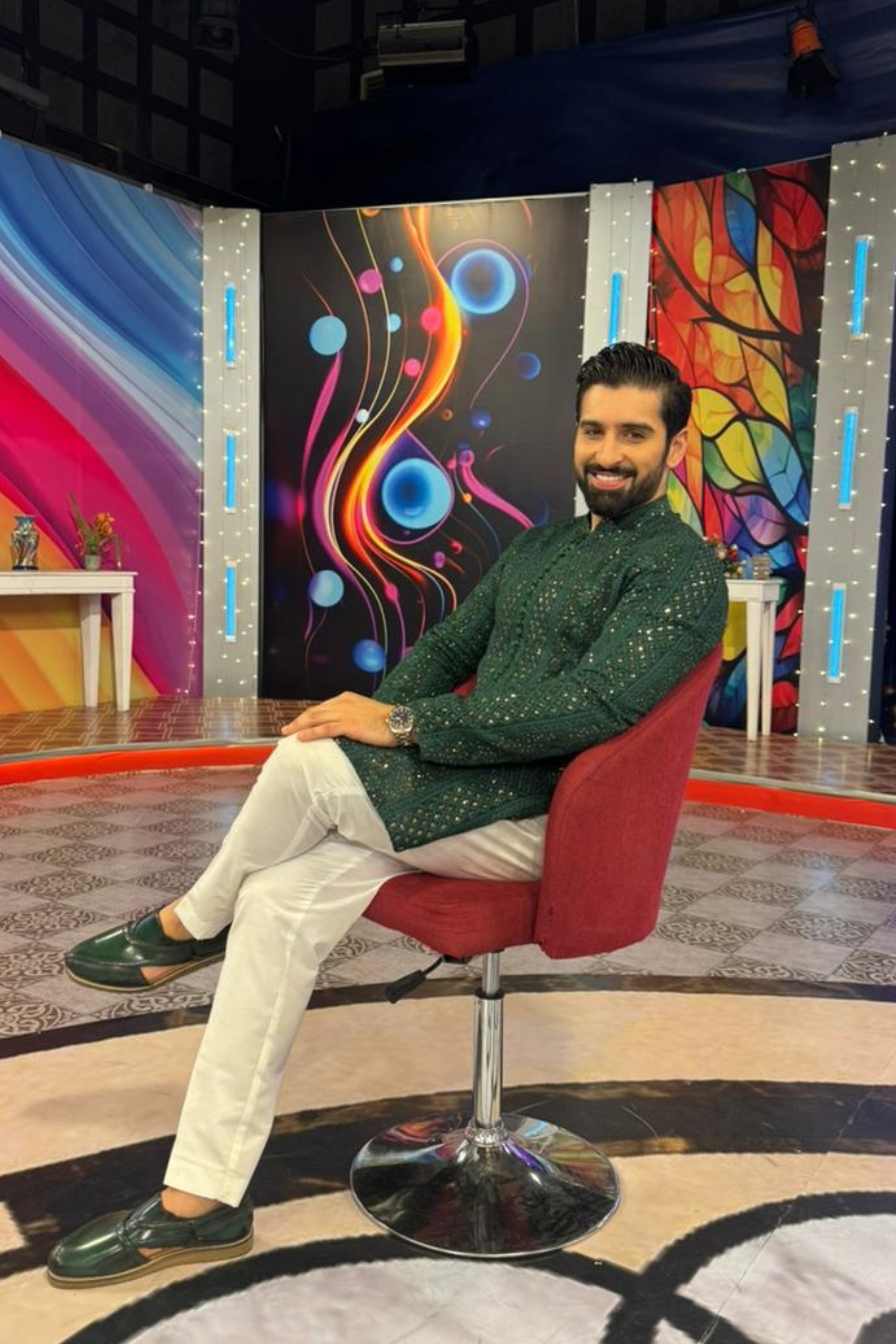 Green Sequence Kurta Pajama HumayunAlamgir