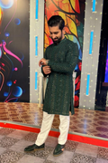 Green Sequence Kurta Pajama HumayunAlamgir