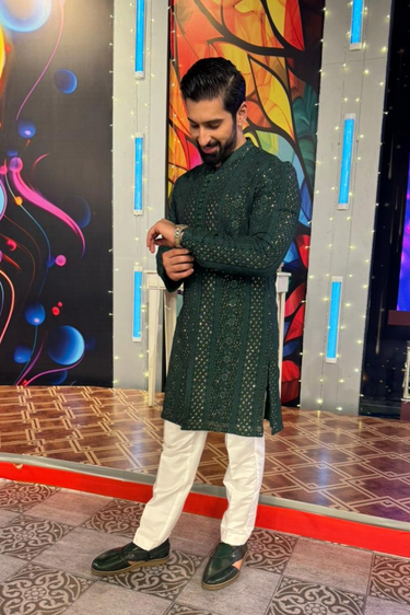 Green Sequence Kurta Pajama