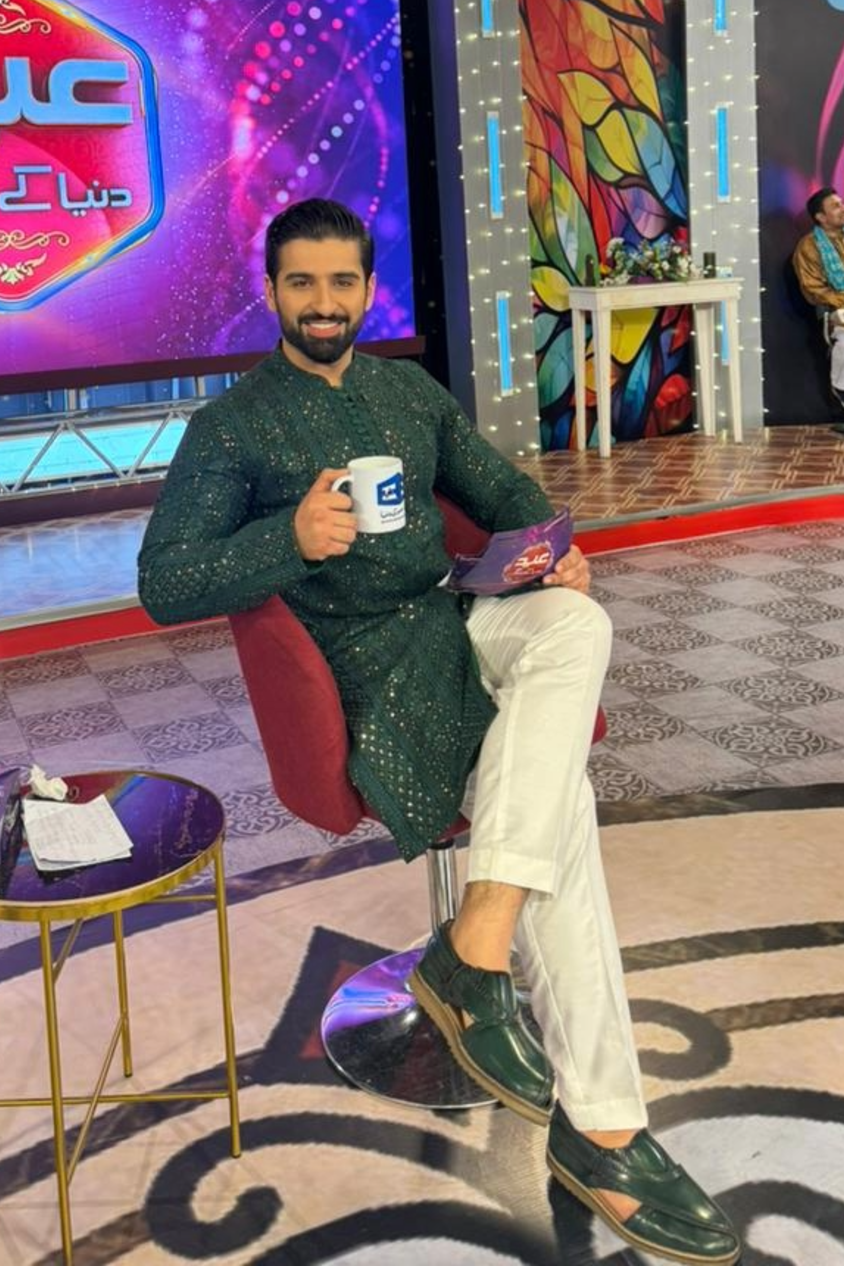 Green Sequence Kurta Pajama HumayunAlamgir