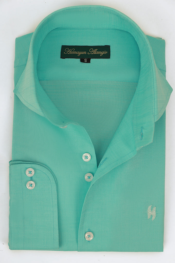 Aqua Green Silk Linen Shirt