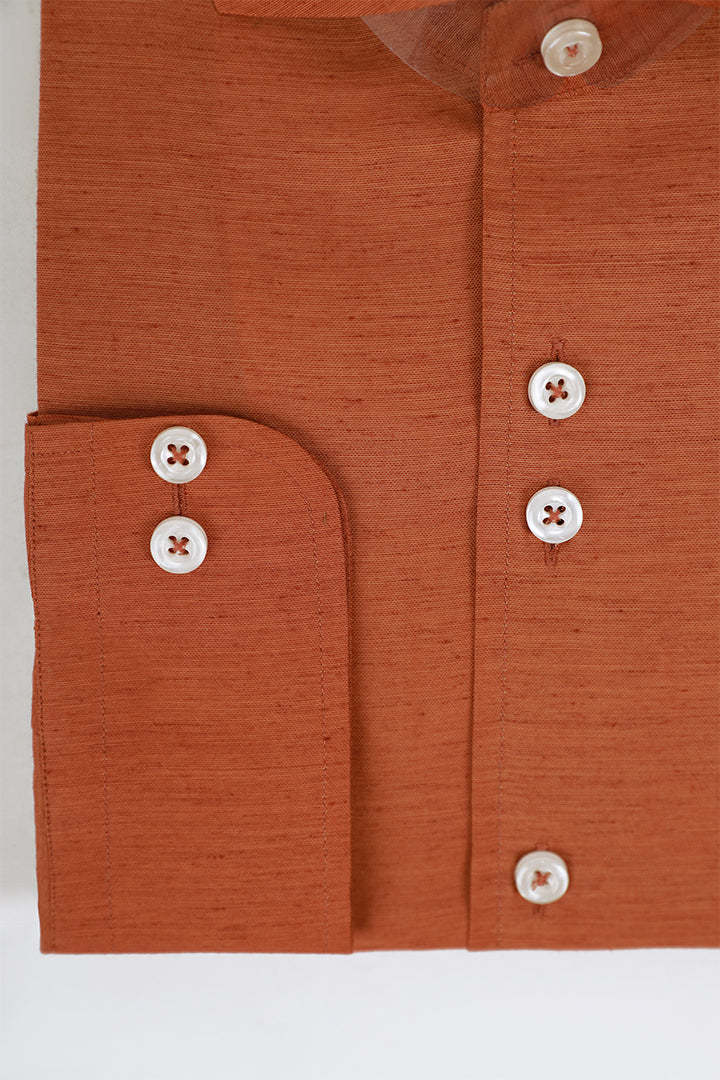 Rust Linen Shirt Humayunalamgir