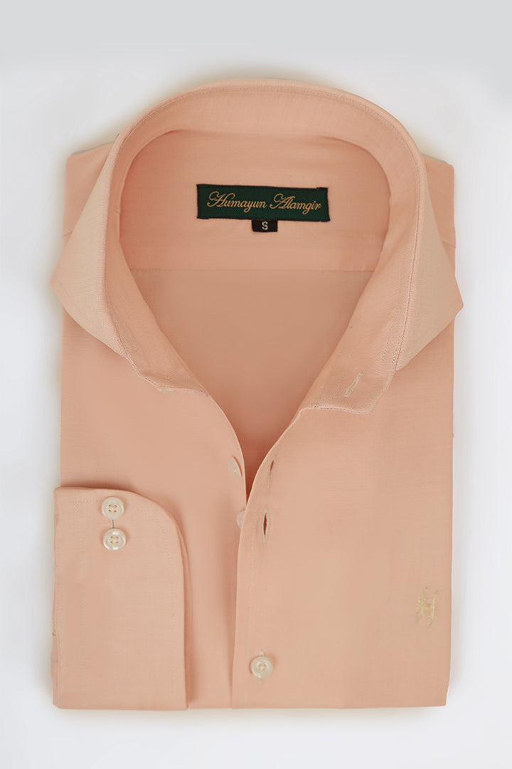 Peach Linen Shirt Humayunalamgir