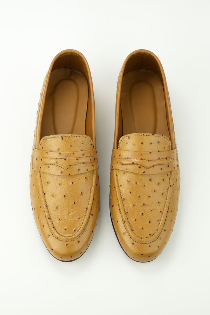 MUSTARD TAN OSTRICH LEATHER Shoes humyaunalamgir