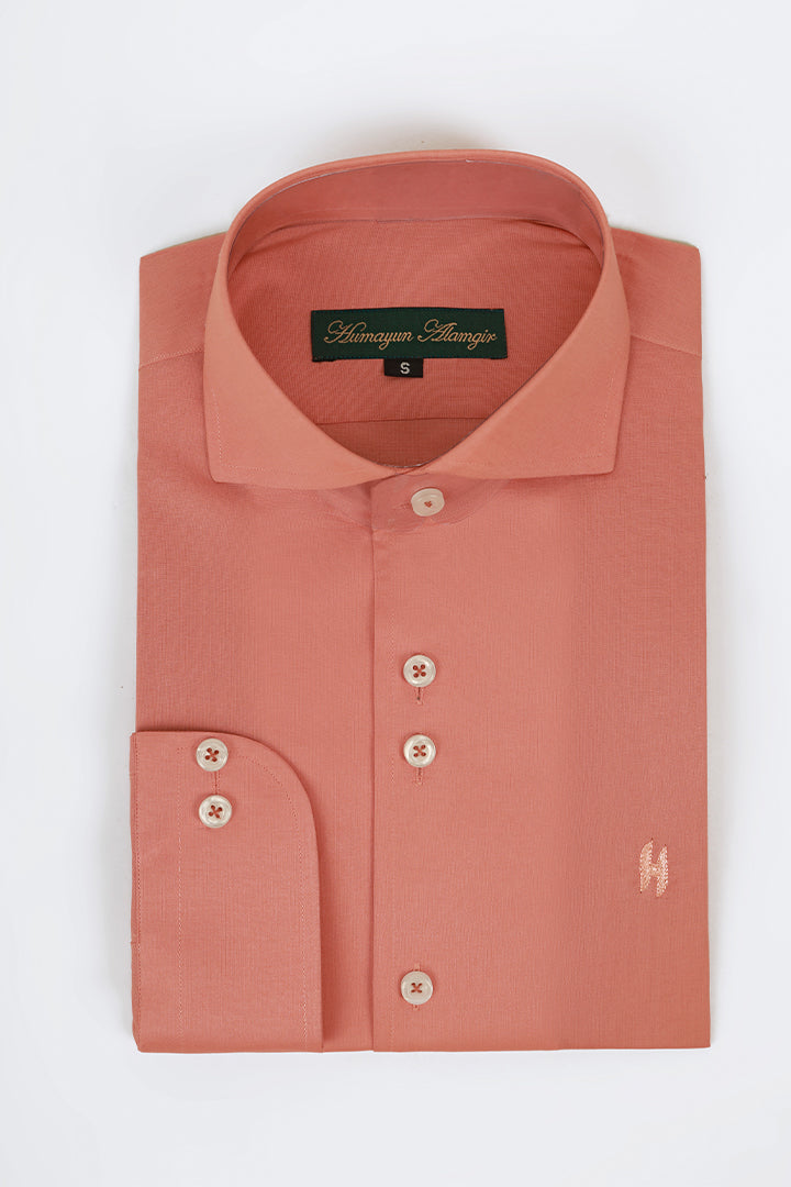 Salmon Pink Linen shirt Humayunalamgir