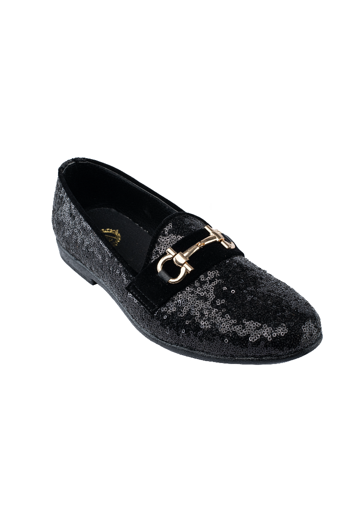 BLACK SEQUENCE DOUBLE BUCKLE SHOES Shoes humyaunalamgir