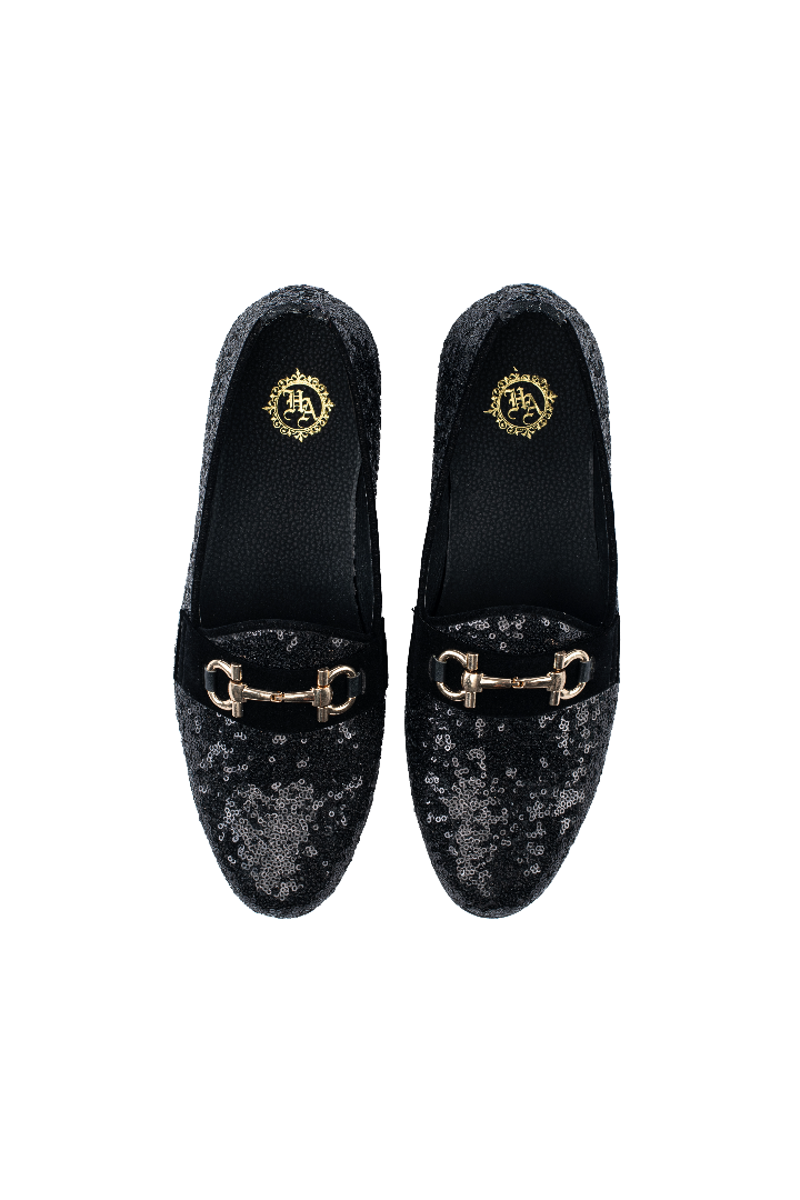 BLACK SEQUENCE DOUBLE BUCKLE SHOES Shoes humyaunalamgir