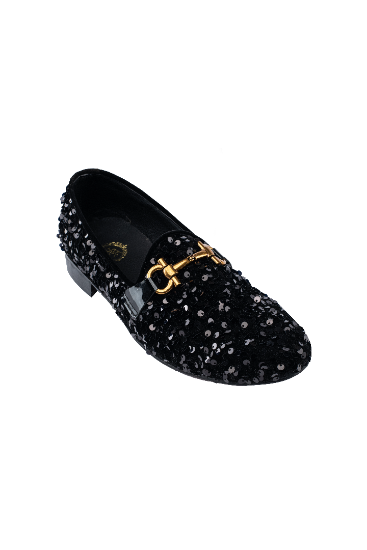 BLACK SEQUENCE BUCKLE SHOES Shoes humyaunalamgir 40