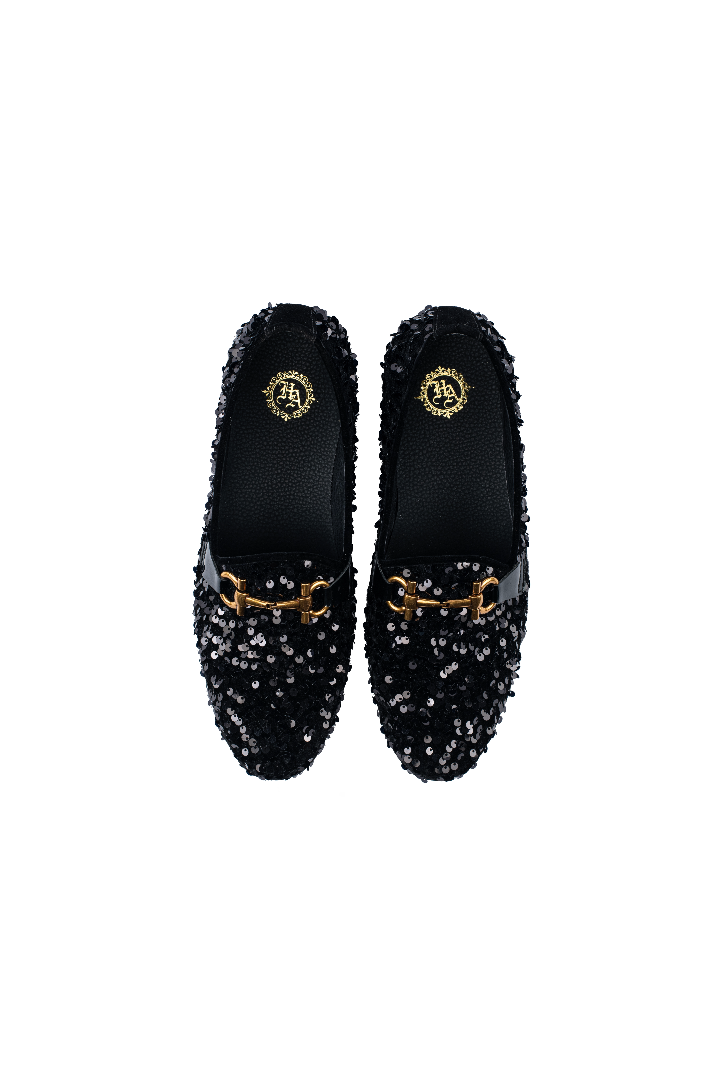 BLACK SEQUENCE BUCKLE SHOES Shoes humyaunalamgir