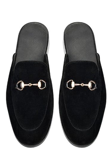 Black Out Velvet Back Open Zapata Shoes humyaunalamgir 40