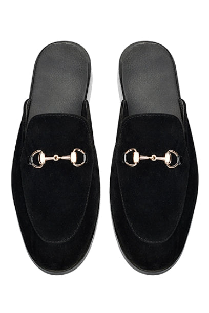 Black Out Velvet Back Open Zapata Shoes humyaunalamgir 40