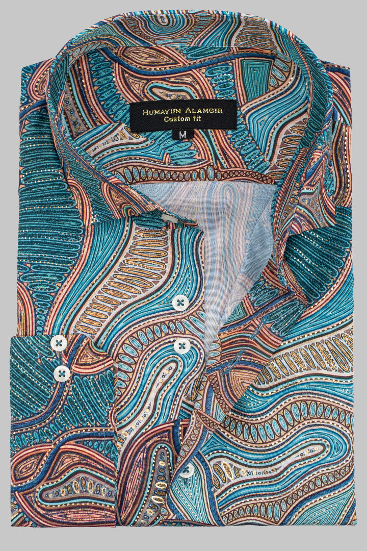 FEROZI SILK PRINTED SHIRT Humayun Alamgir