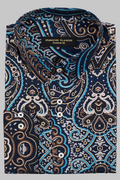 NAVY BLUE SILK PRINTED SHIRT Humayun Alamgir S