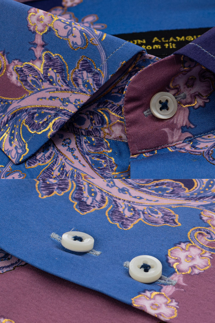 BLUE SILK PRINTED SHIRT Humayun Alamgir