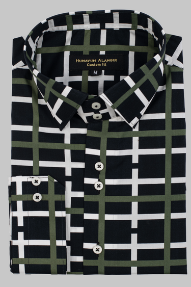 Black Printed Shirt Semi Formal humyaunalamgir S