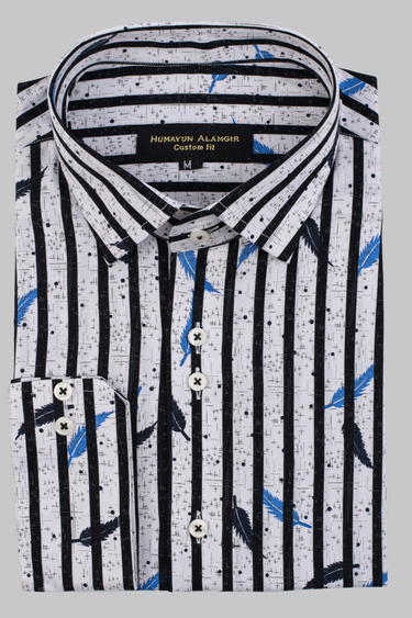 White Printed Shirt Semi Formal humyaunalamgir S
