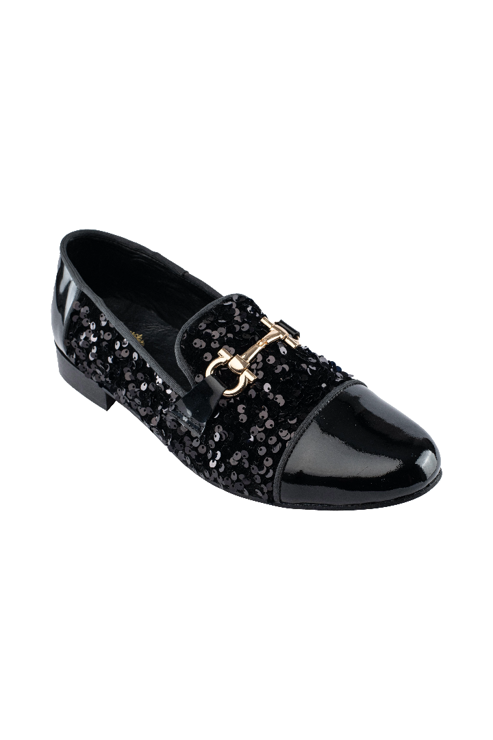 BLACK SEQUENCE SHINY TOE MOCCASIN Shoes humyaunalamgir 40