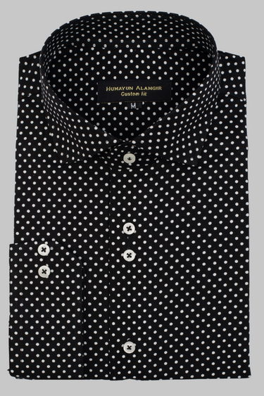 Black Polka dot Shirt Semi Formal humyaunalamgir S
