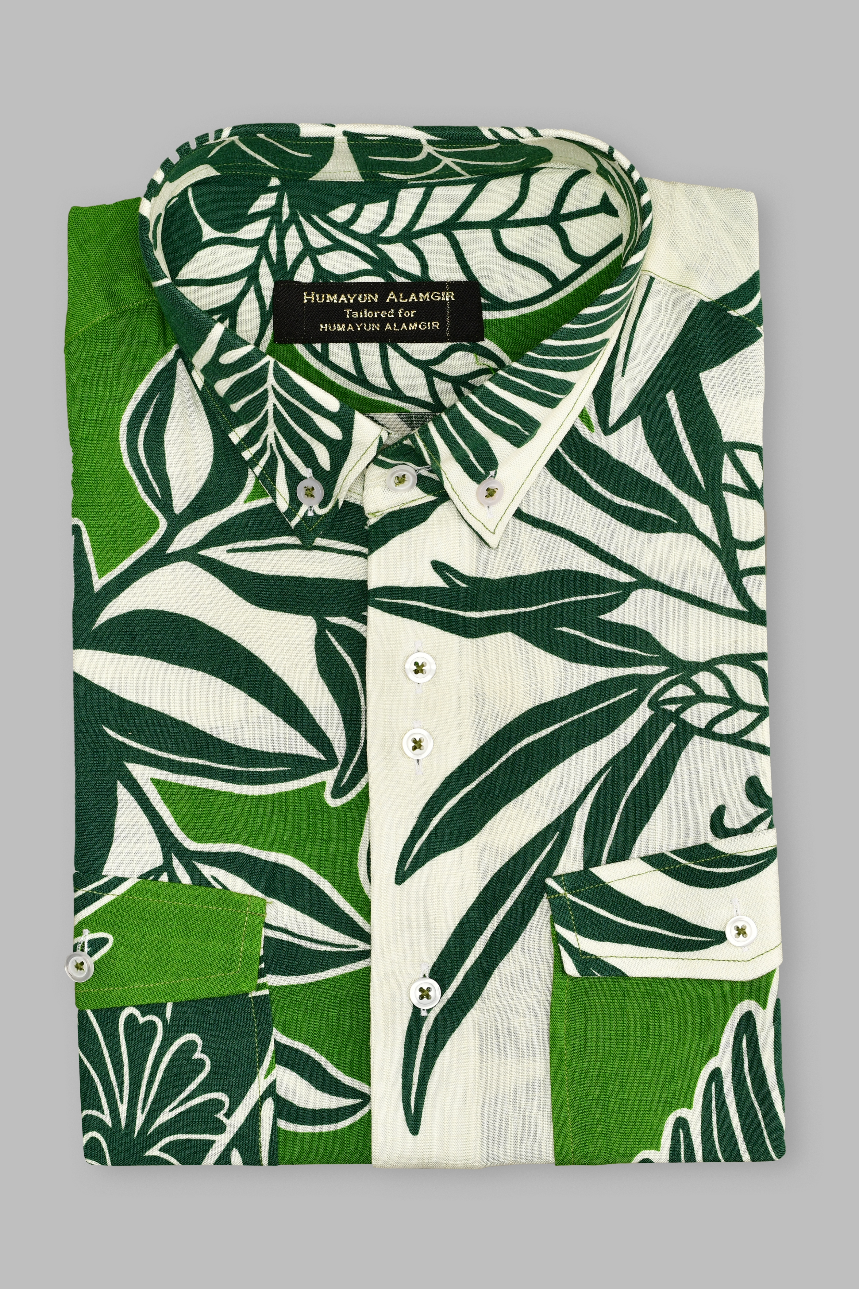 Green Floral Shirt Semi Formal humyaunalamgir S