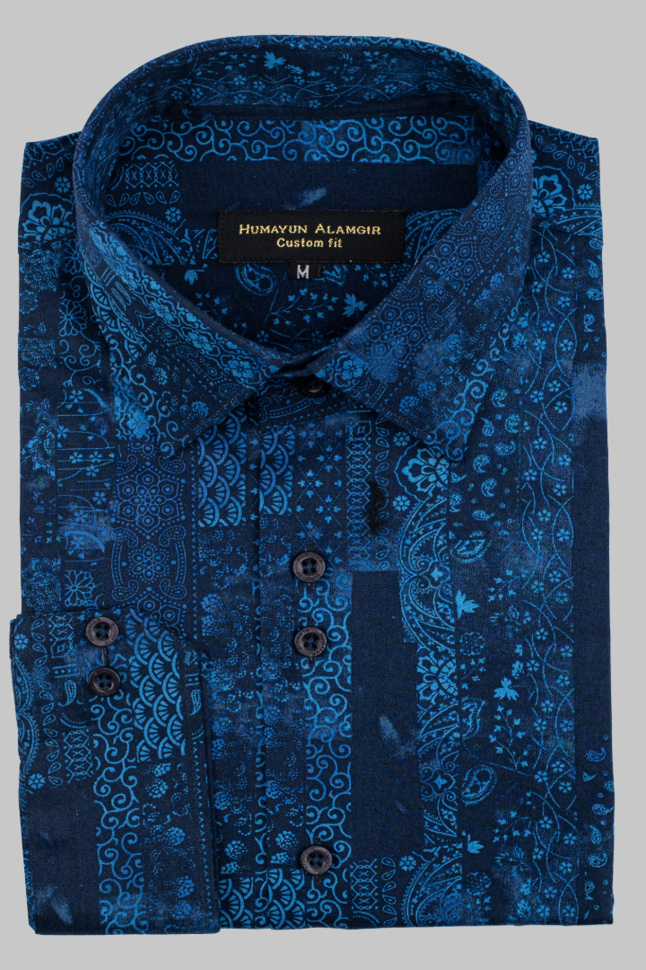 Blue Screen Printed Shirt