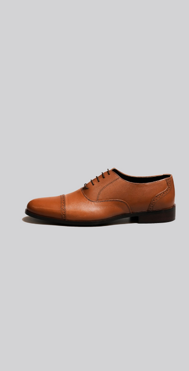 Brownish Leather Formal Laces Shoes