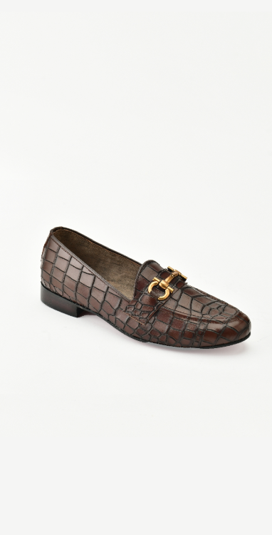 Brown Crocodile textured Shoes Shoes humyaunalamgir