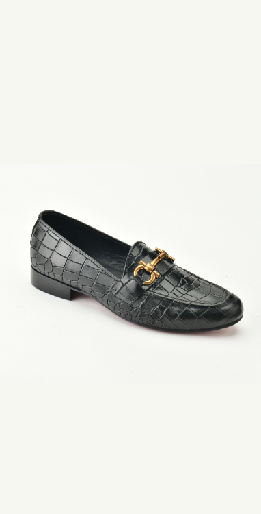 Black Crocodile Textured shoes Shoes humyaunalamgir