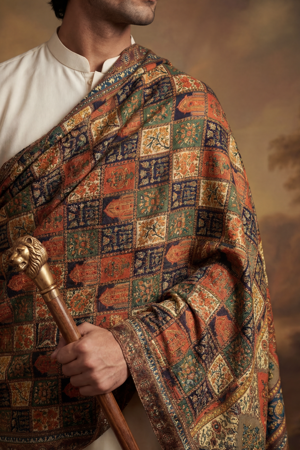 ARCHITECTURAL MOTIFS VELVET SHAWL Humayun Alamgir