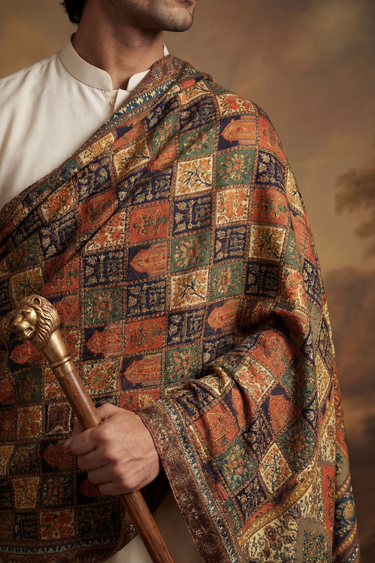 ARCHITECTURAL MOTIFS VELVET SHAWL Humayun Alamgir