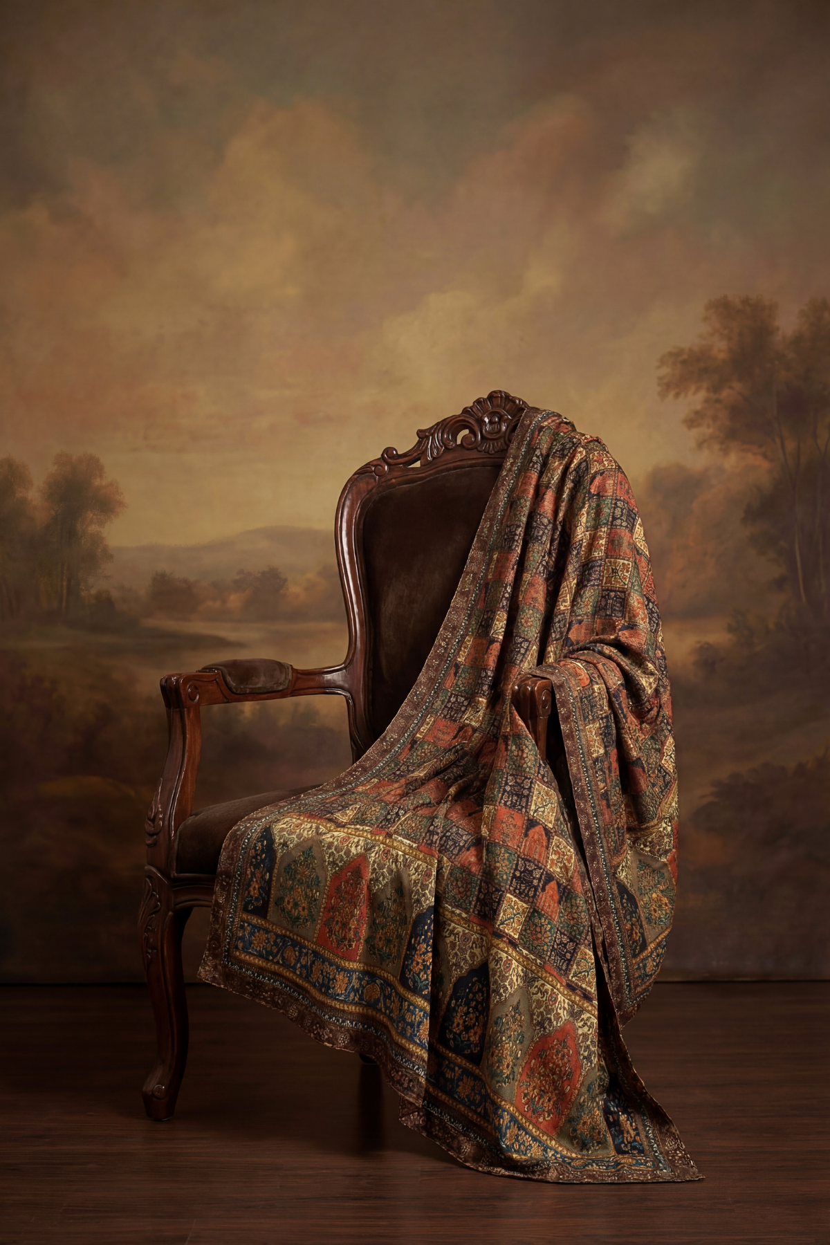 ARCHITECTURAL MOTIFS VELVET SHAWL Humayun Alamgir