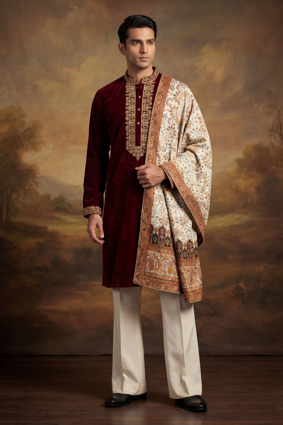 Traditional Embroidered Shawl Humayun Alamgir