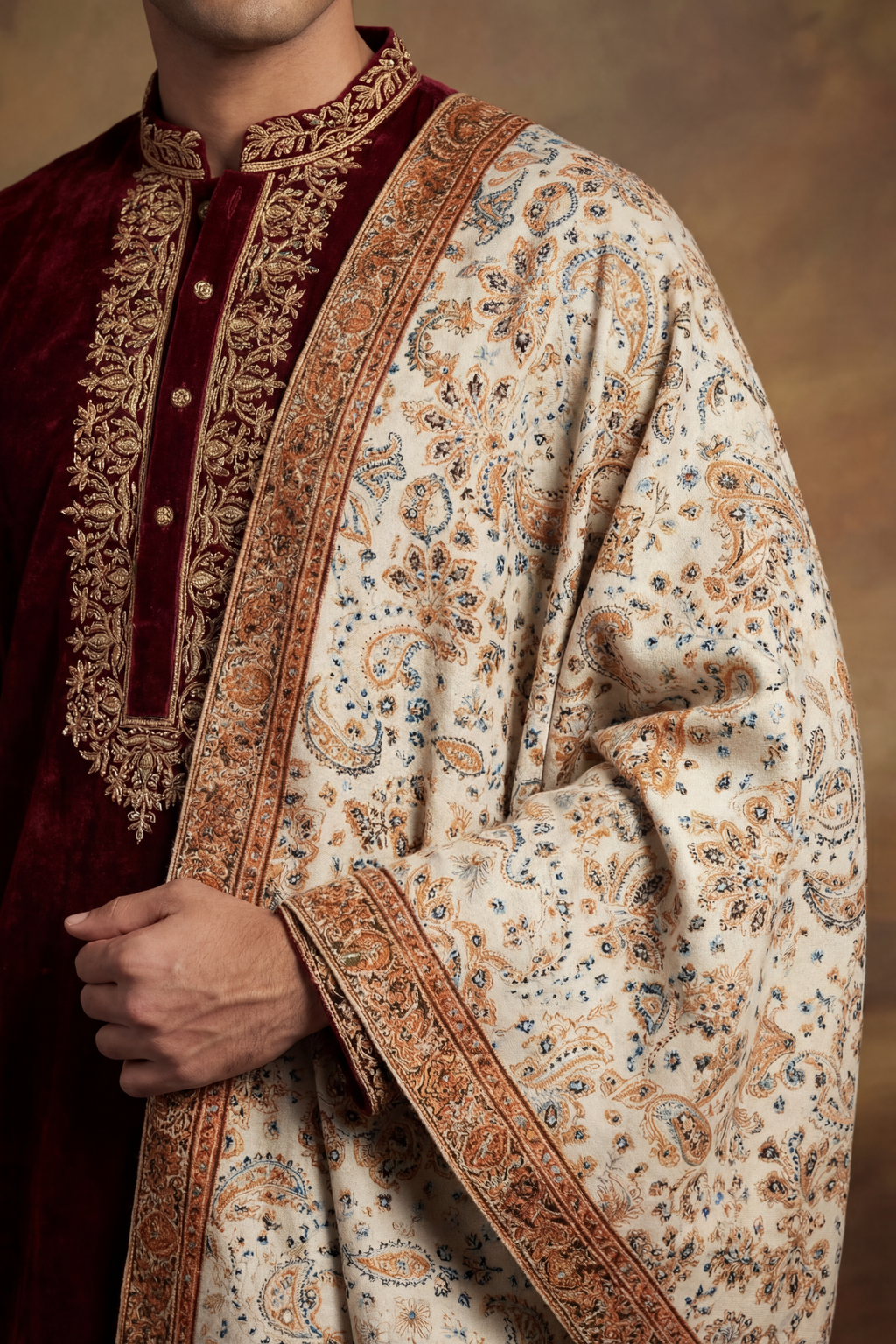 Traditional Embroidered Shawl Humayun Alamgir