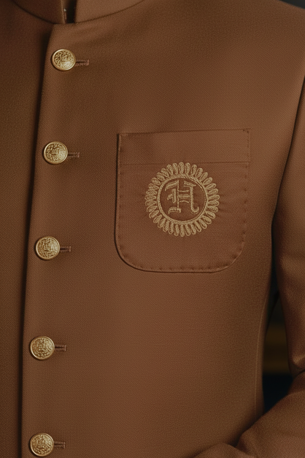 Brown Sherwani with Golden Motif sherwani Humayun Alamgir