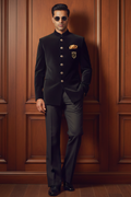 Black Velvet Prince Coat with Black Trousers prince suits Humayun Alamgir
