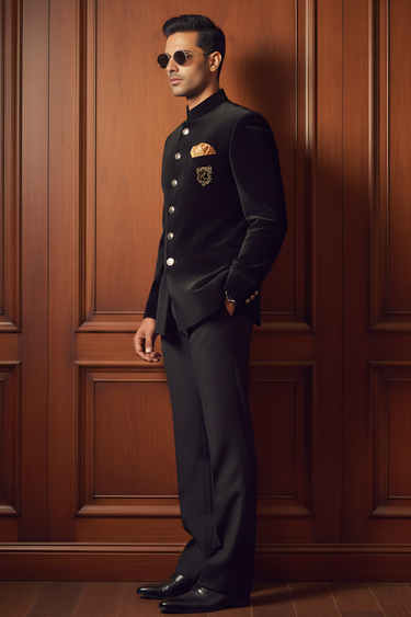 Black Velvet Prince Coat with Black Trousers