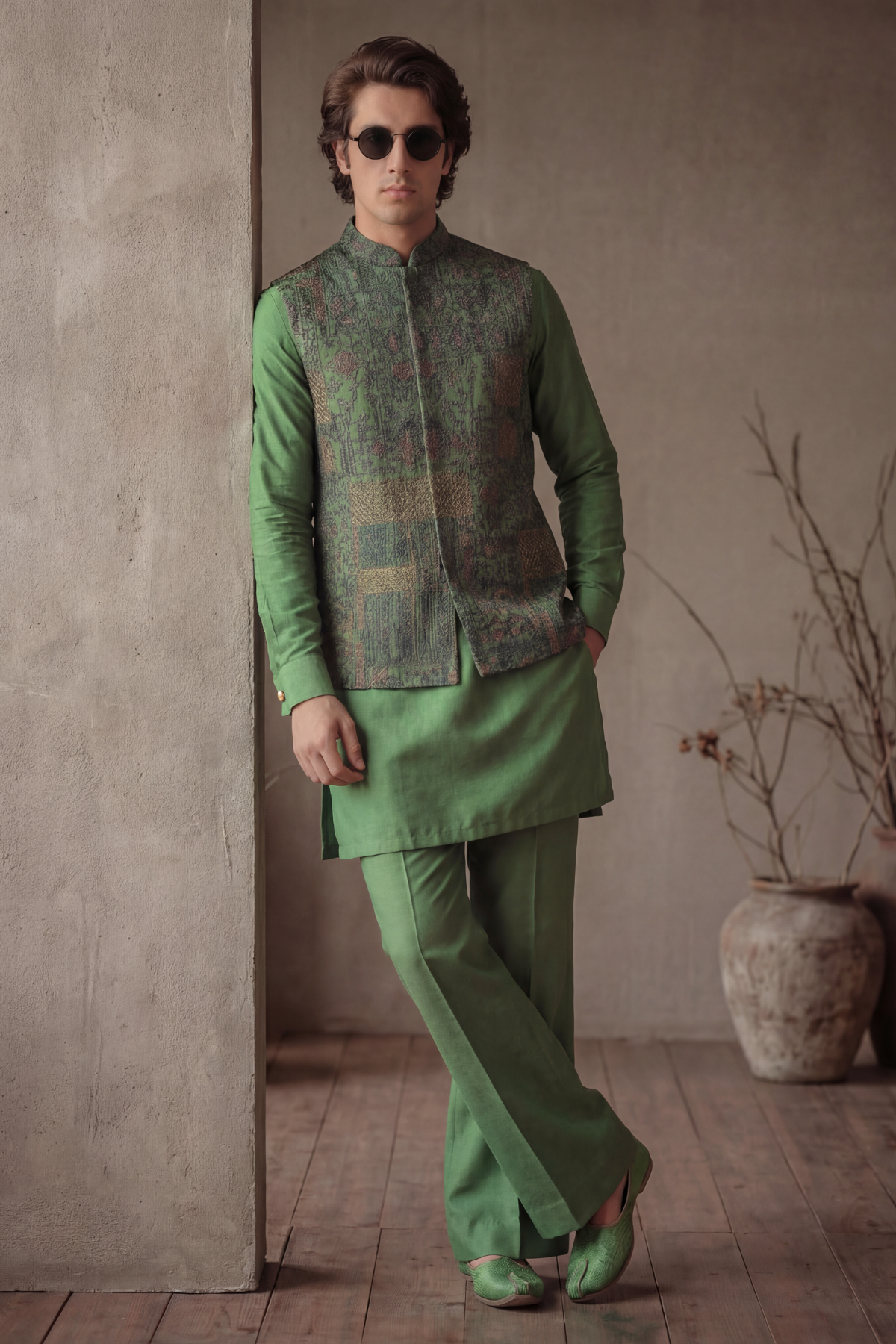 GREEN & GOLD WAISTCOAT Clothing Humayunalamgir
