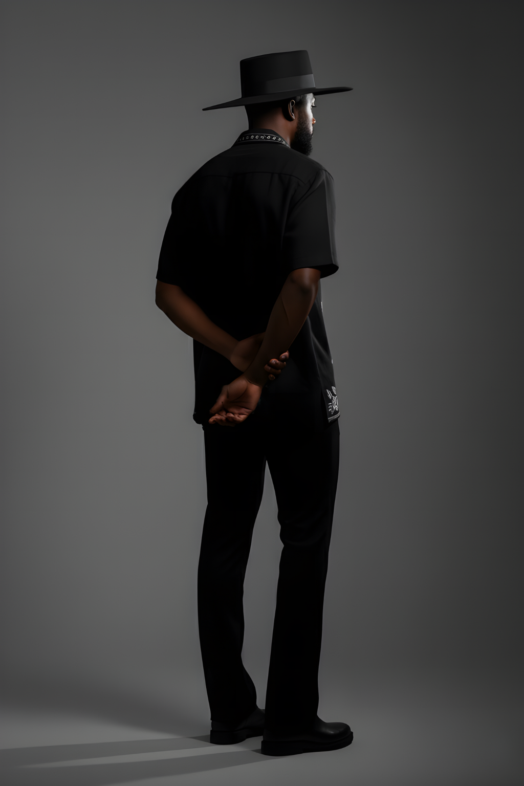 Black Floral Embroidered Shirt Humayunalamgir