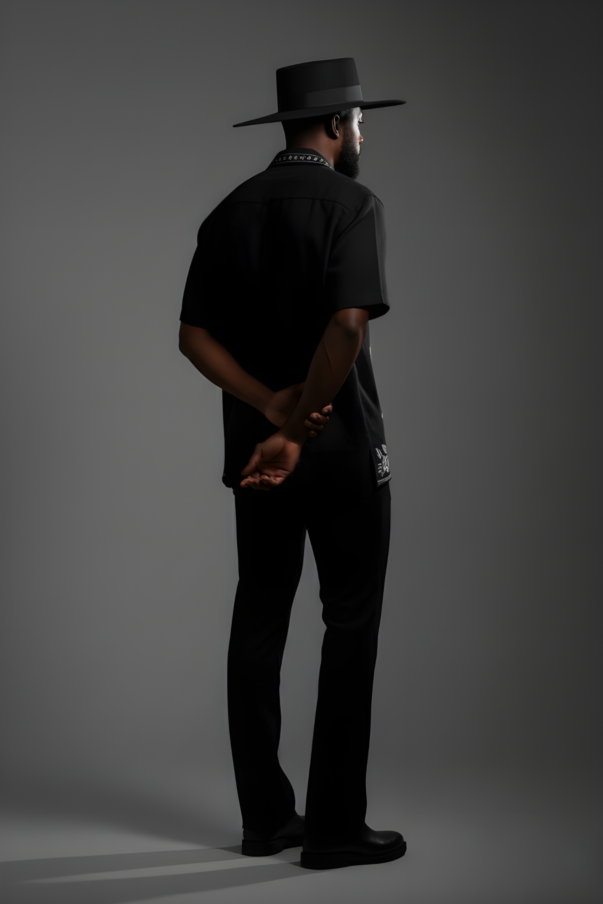 Black Floral Embroidered Shirt Humayunalamgir