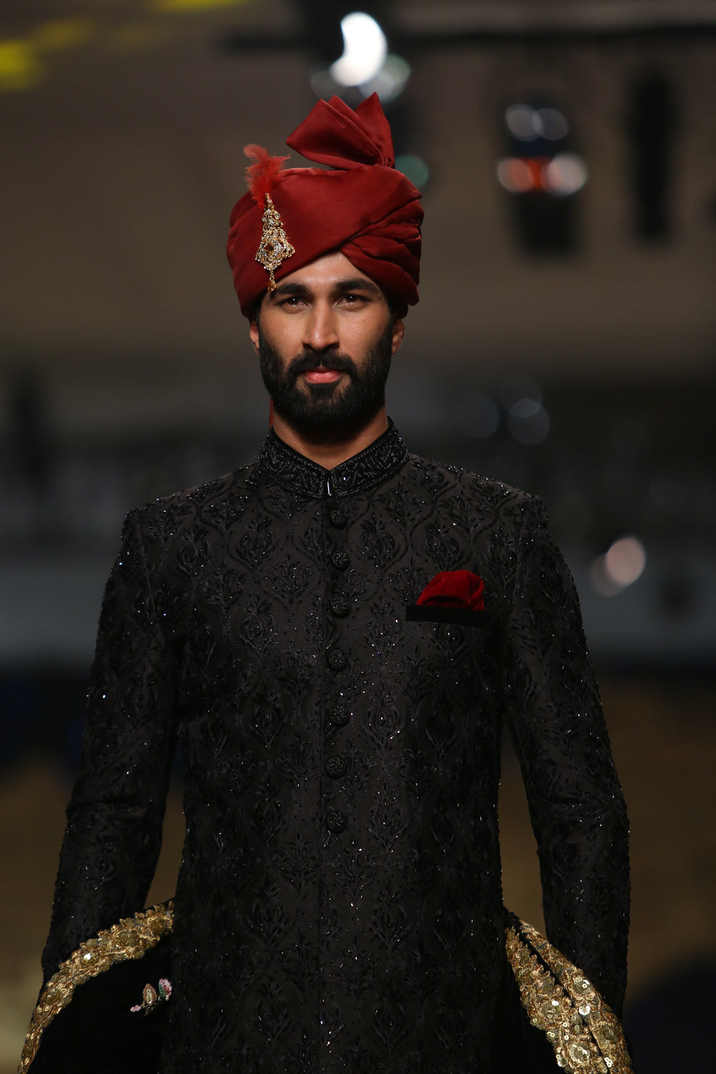 Black Diamond Hand Work Sherwani Humayunalamgir