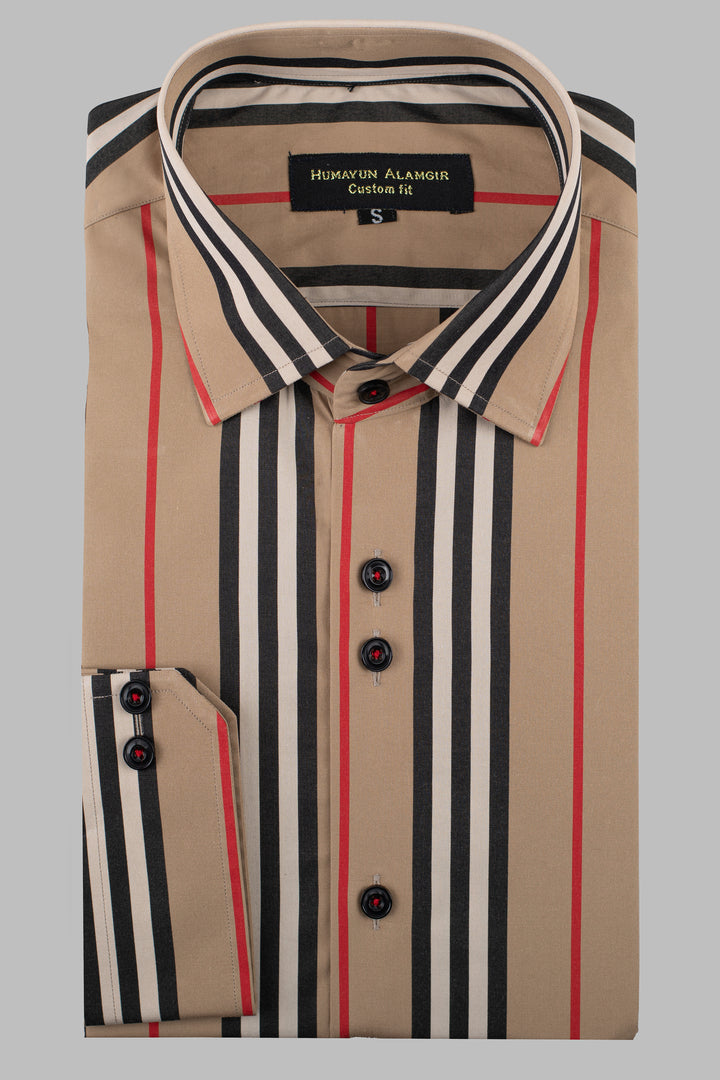Beige Stripe Shirt Humayunalamgir S
