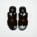 Dark Brown Velvet H logo Slide SLIDES-SLIPONS humayaunalamgir