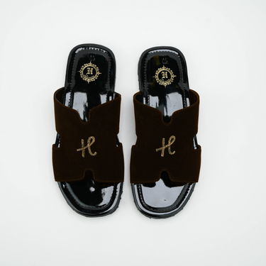 Dark Brown Velvet H logo Slide